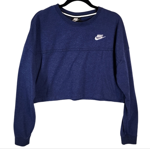 Nike Tops - Nike Sportswear Women's Cropped Crew Neck Swoosh Long Sleeve Jersey Tee sz Md